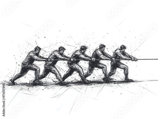 Obraz Team of Running Silhouettes Pushing Forward with Determination