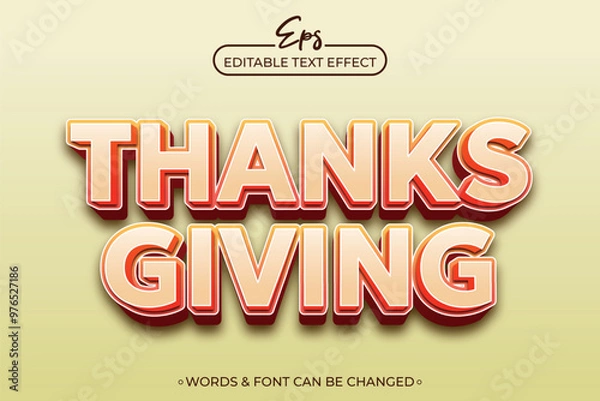 Fototapeta Thanks Giving editable text effect template
