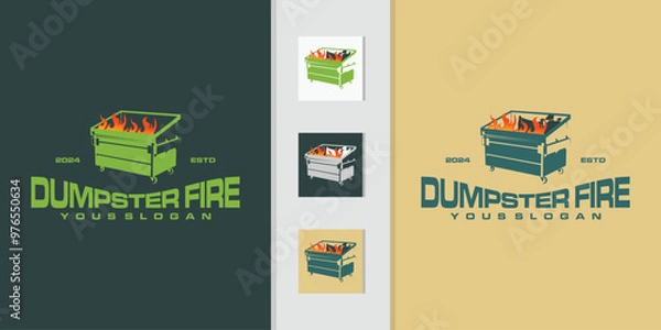 Obraz Roll off trash can rental with a masculine style design. concept of burning rubbish in trash can