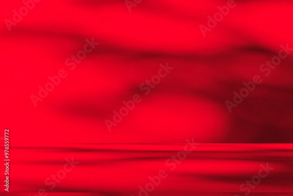 Fototapeta Wall interior background, studio and backdrops show products.with shadow from window color Red background for text insertion and presentation product	
