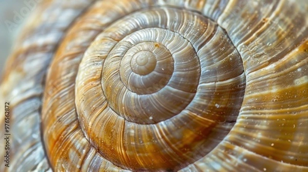 Fototapeta Macro View of Snail Shell Texture and Spirals