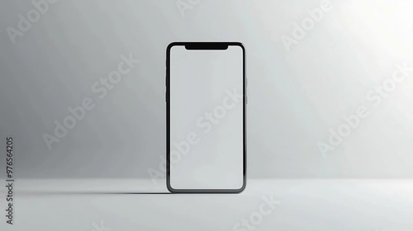 Fototapeta Black smartphone mockup with blank screen on a white background.