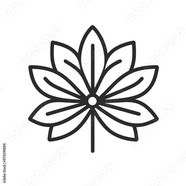 Fototapeta A minimalist design showcases a lotus flower with evenly arranged petals and a small circular center, suitable for logos or decorative elements