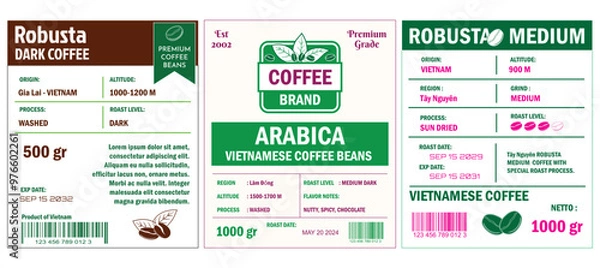 Fototapeta Vietnamese Coffee Labels template simple flat style in cmyk mode with two tone color.
