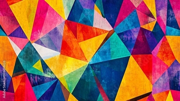 Fototapeta 22. Colorful geometric pattern with sharp lines and detailed digital textures, forming a dynamic and contemporary piece of digital art
