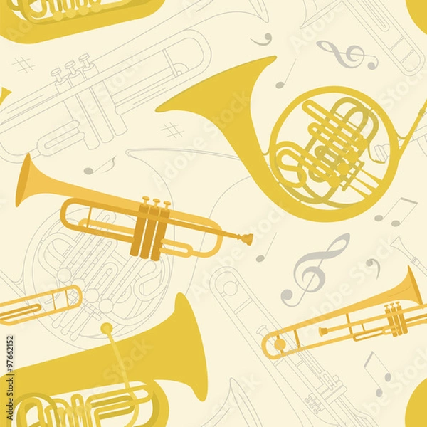 Fototapeta Musical instruments seamless pattern