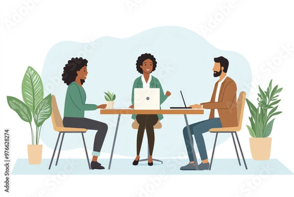 Fototapeta Colleagues who are talking in the office