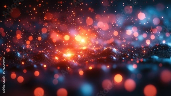 Fototapeta Stunning Light Bokeh Effect Creating a Dreamy Feel on a Dark Background for Various Creative Projects