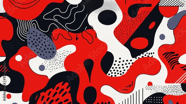 Fototapeta Vibrant Red Abstract Art with Dynamic Shapes