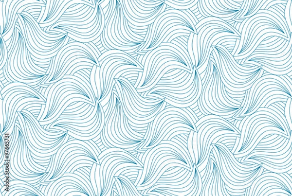 Obraz Vector wave seamless background of doodle drawn lines