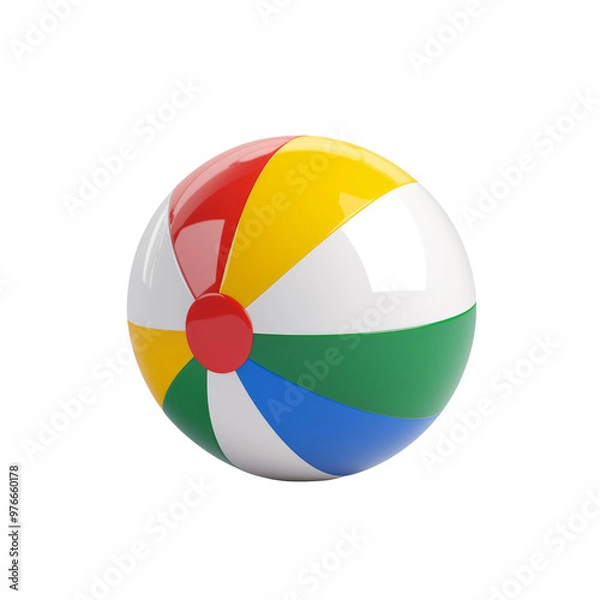 Obraz Colorful beach ball isolated on black background for summer fun