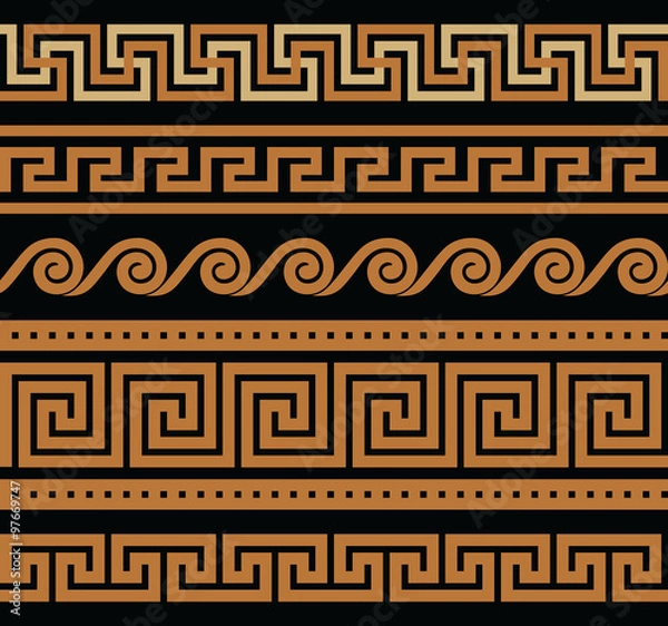 Fototapeta Set of vector greek borders