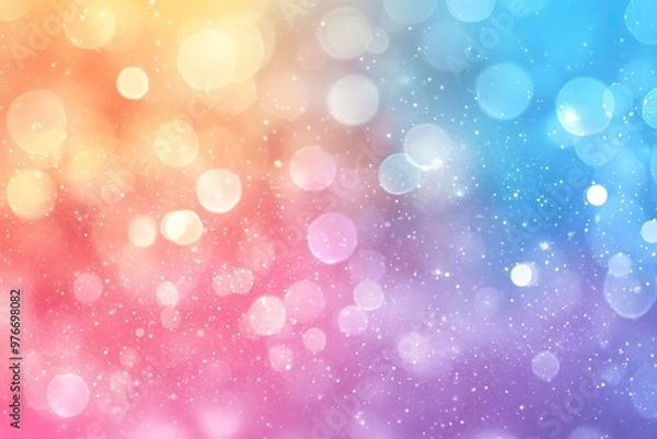 Fototapeta A vibrant, colorful bokeh background featuring soft light orbs in rainbow hues, perfect for creative projects and designs.