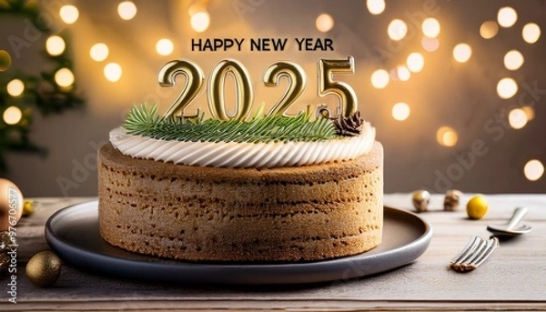 Obraz Write Welcome happy new year 2025 on cake 