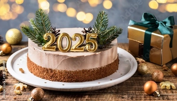Obraz Write Welcome happy new year 2025 on cake 