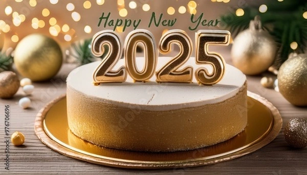 Obraz Write Welcome happy new year 2025 on cake 