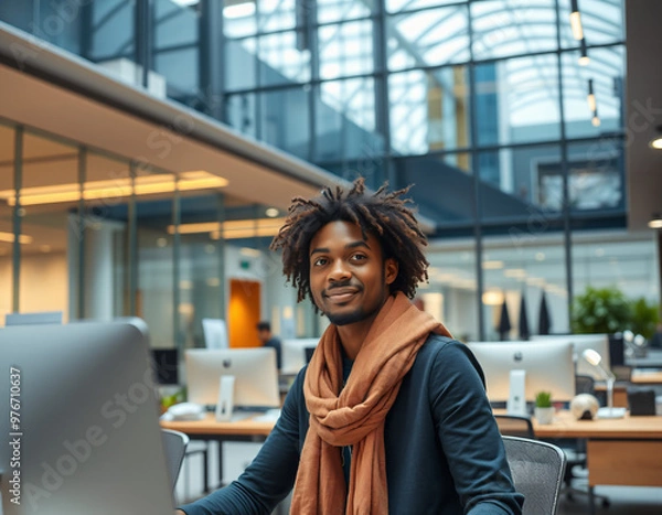 Fototapeta office setting with diverse workers