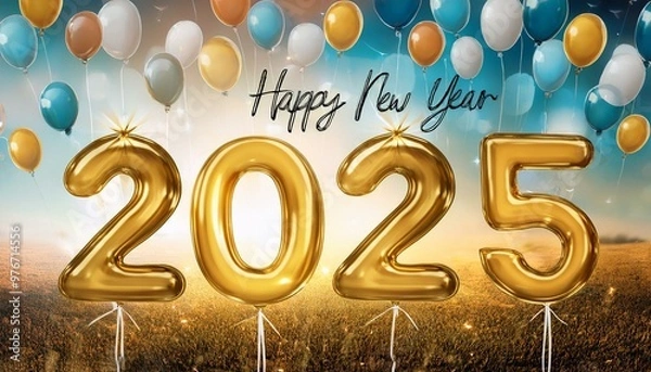 Obraz Write Welcome happy new year 2025 on balloons