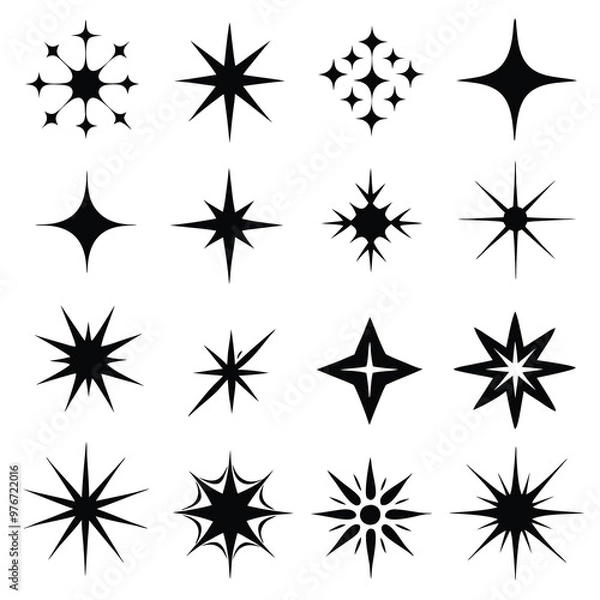Obraz Star collection. Different stars set. Vector illustration