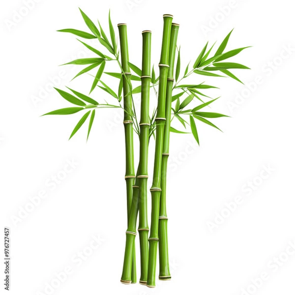 Fototapeta Vibrant green bamboo stalks with leaves, symbolizing nature and growth
