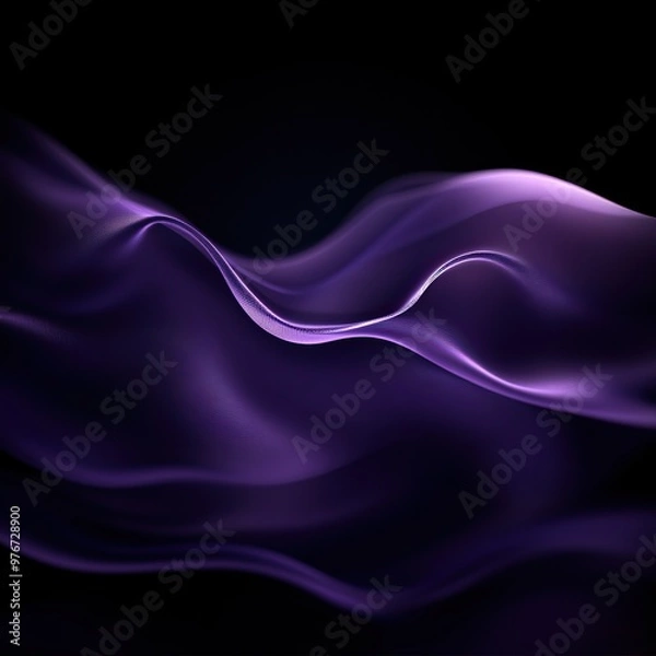Fototapeta Graceful purple waves flowing smoothly on a dark background, evoking a sense of calm and elegance.