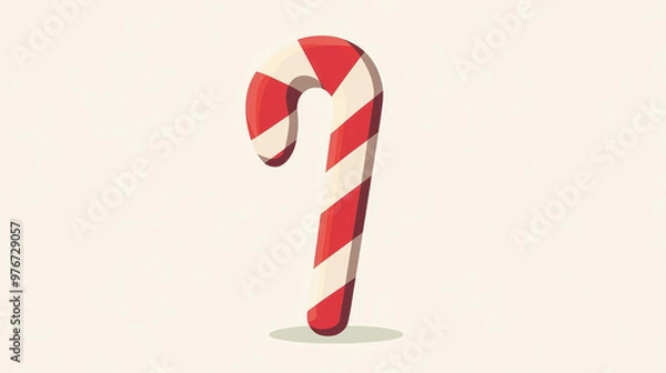 Fototapeta A vibrant candy cane illustration featuring a modern flat design, complete with delightful textures for added charm.