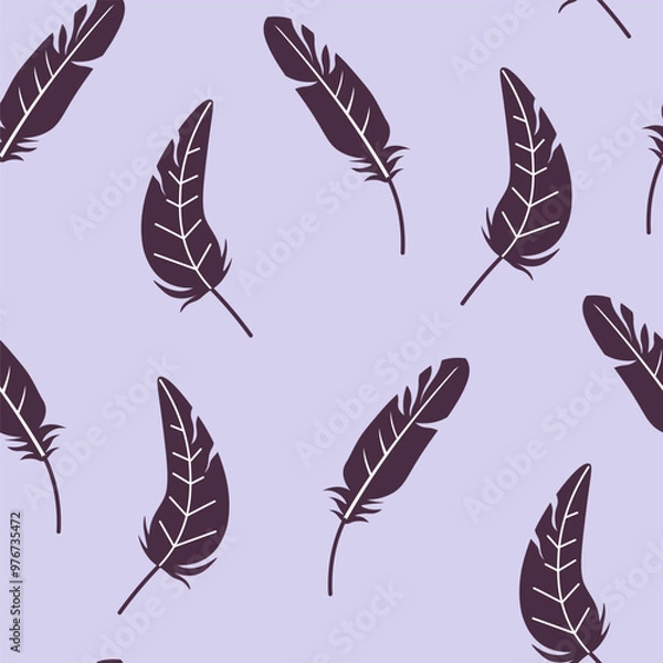 Fototapeta Purple Feather Seamless Vector Pattern