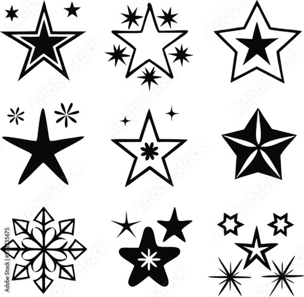Obraz Star collection. Different stars set. Vector illustration