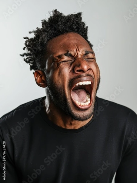 Fototapeta Angry Man Screaming With Mouth Open