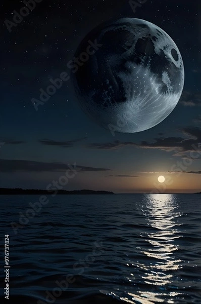 Fototapeta moon over ocean