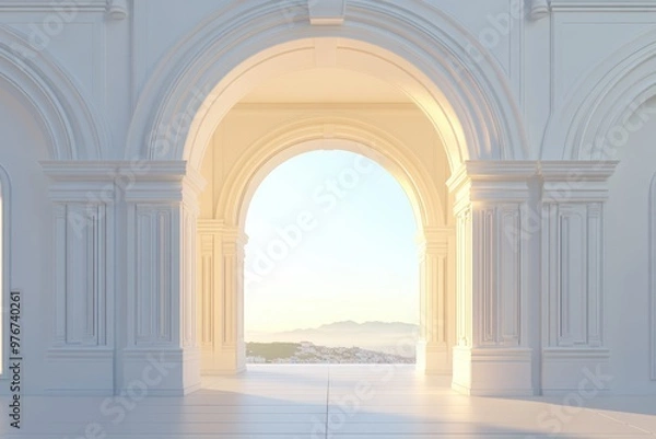 Obraz A large archway with a view of a mountain in the background