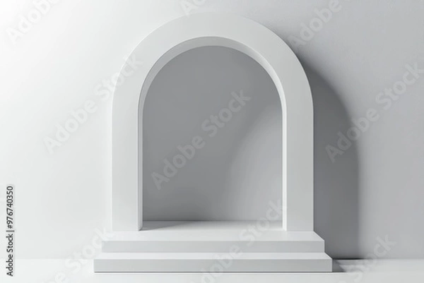 Fototapeta A white archway with a view of the ocean