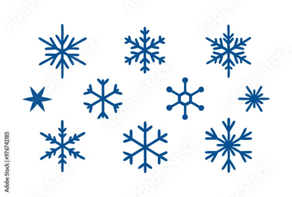 Obraz Christmas snowflake Icon Set, Winter Themed Vector Illustrations