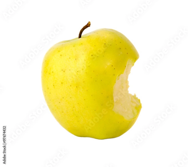 Fototapeta Bitten yellow green apple