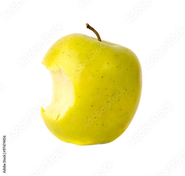 Fototapeta Bitten yellow green apple