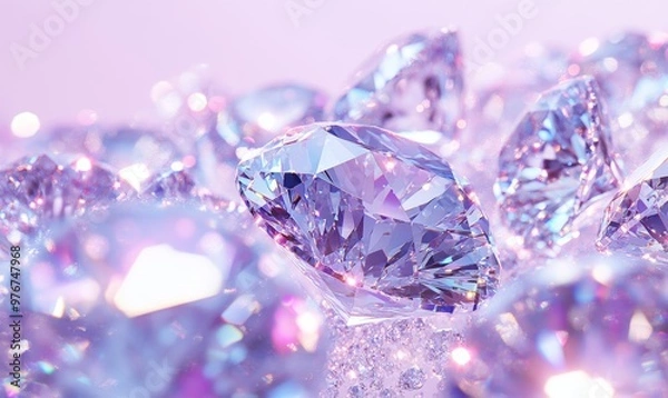 Fototapeta Shimmering Gemstones Sparkle Under Soft Purple Lighting in an Elegant Arrangement