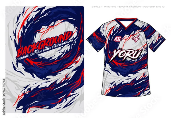 Fototapeta Sublimation Jersey design claw ripped neon color combination vector background blue pink, modern classic pattern texture, abstract sport apparel soccer football cycling fishing dragon swirl vector