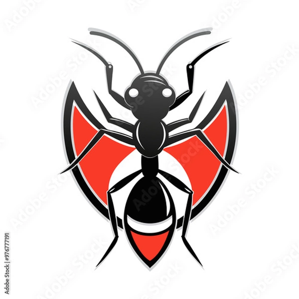 Fototapeta Red and black ant Insect logo concept for company branding creative logo ideas stock image photo generated Ai