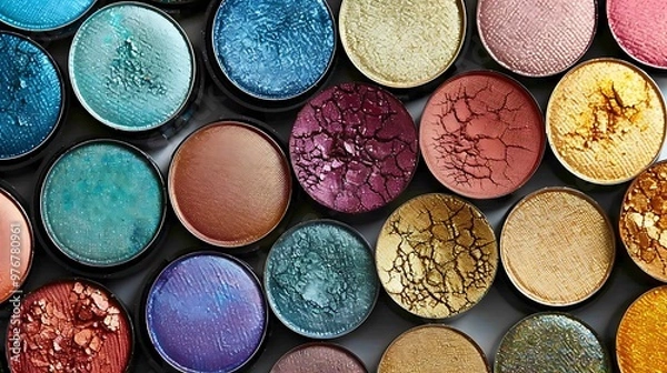 Fototapeta A collection of brilliant eyeshadow color in light colours