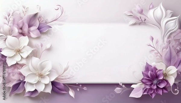 Fototapeta Elegant white board with flowers, generated by AI