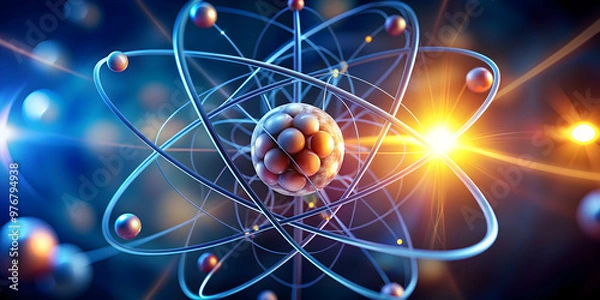 Fototapeta Closeup view of atomic nucleus emphasizing the powerful strong nuclear force , atomic, nucleus, closeup, microscopic