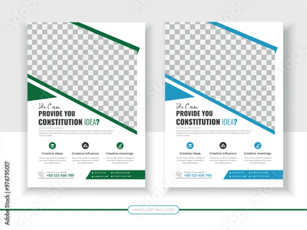 Fototapeta Creative Business Flyer Corporate Flyer Template Geometric shape Flyer Circle Abstract Colorful concepts Design green color  blue color flyer
