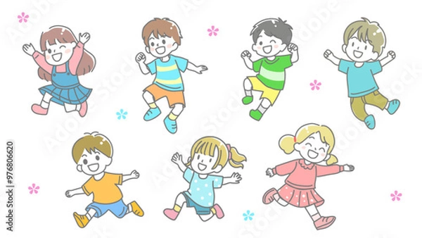 Obraz 幼稚園や学校に使える元気な子どものイラスト