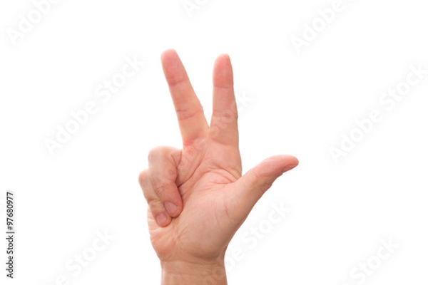 Fototapeta Handzeichen mit 3 Fingern