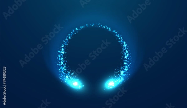 Fototapeta Glittering star dust lights circle. Illustration on blue background. Graphic concept for your design
