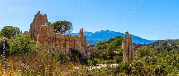 Fototapeta Mount Canigou, from the site of the Orgues de l'Ille sur Têt, in the Pyrénées Orientales, Catalonia, Occitanie, France
