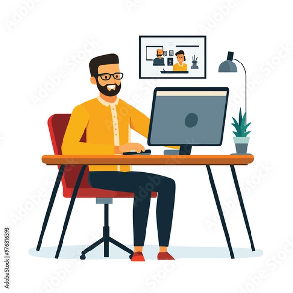 Obraz Man working on computer