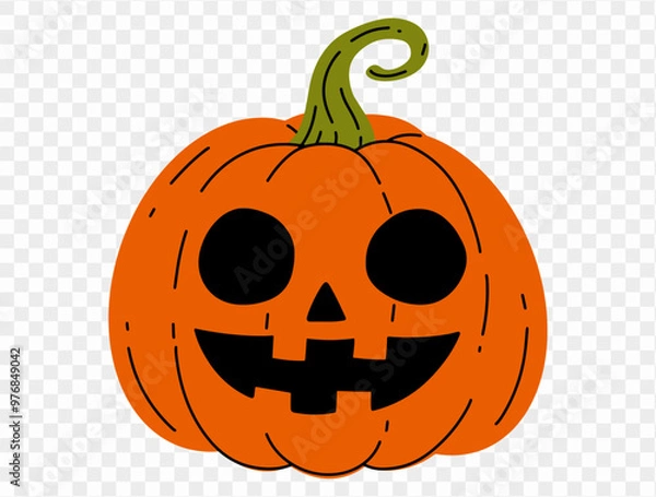 Fototapeta Halloween pumpkin hand draw paint brush style isolated on png or transparent texture,Halloween party background ,element template for poster, brochures, online advertising, vector illustration 