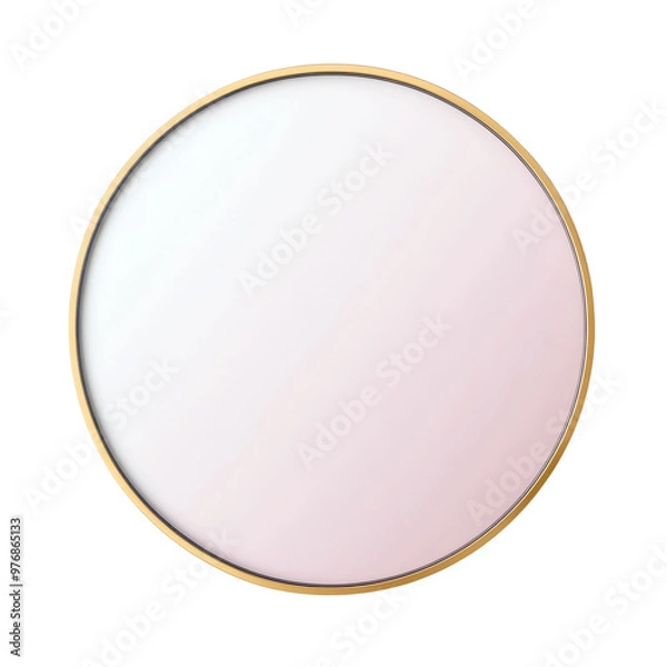 Fototapeta Elegant round mirror with a sleek pink tint and a golden frame, perfect for interior decor and modern home styling.