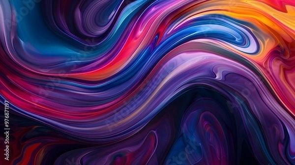 Fototapeta Vibrant Color Swirls: A vibrant abstract background with swirling colors and fluid patterns, evoking a sense of motion and energy. 
